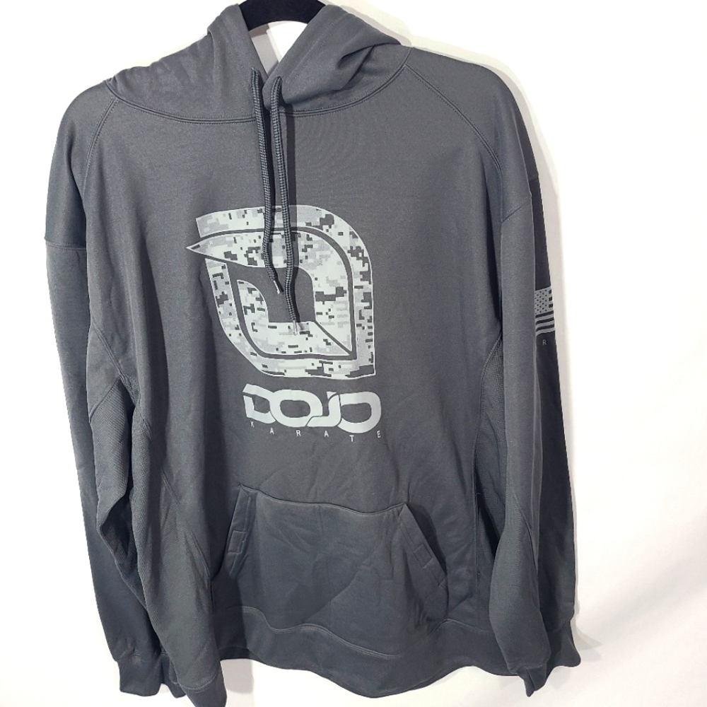 Badger Sport Men's Size Large L Gray Long Sleeve Hoodie Long Sleeve Sweatshirt - Picture 2 of 5
